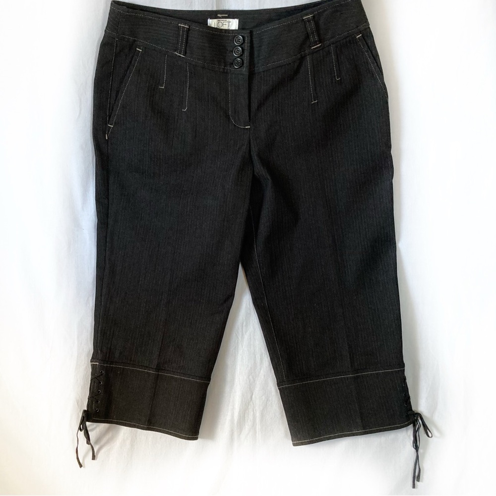 Loft Black Denim lace up Marisa  Capris Size 4P